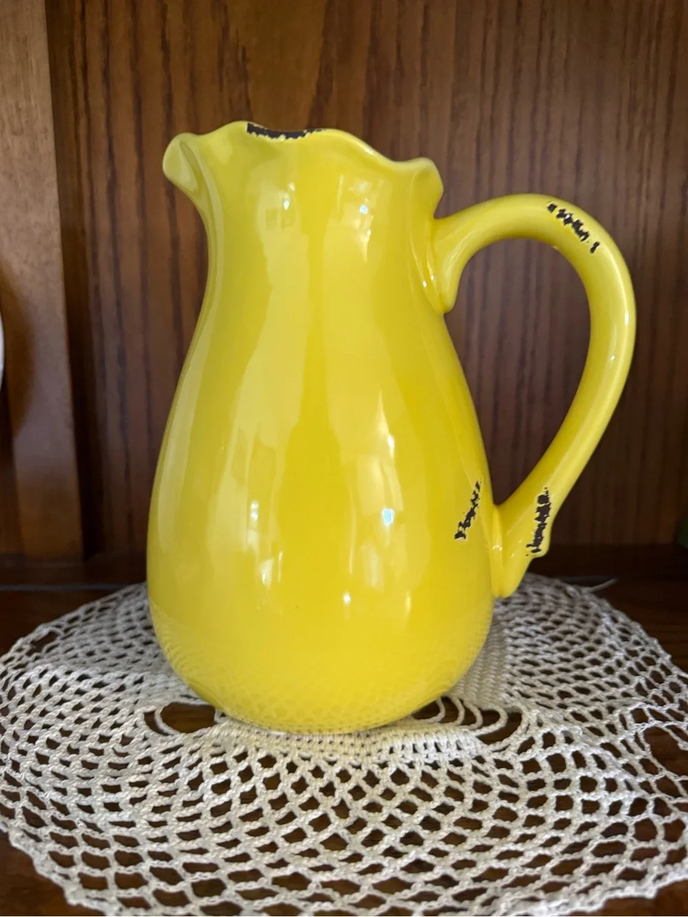 Sunny Yellow Ceramic Pitcher Decorative Vase